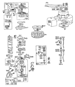 Rewind,vert. Pull,oil Fill Diagram and Parts List for 92501-0164-XX  Briggs and Stratton Engine